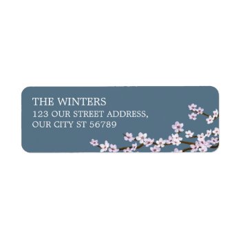 Painted Cherry Blossoms Wedding Label by kittypieprints at Zazzle
