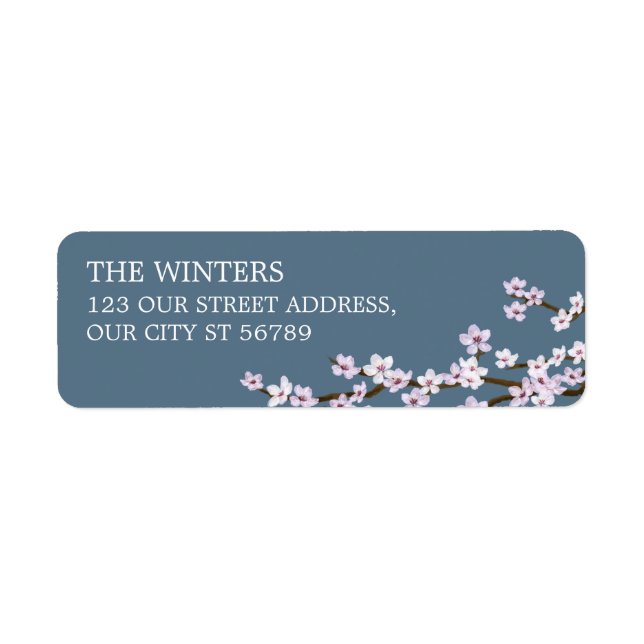 Painted Cherry Blossoms Wedding Label (Front)