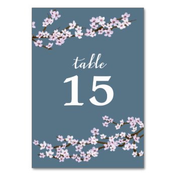 Painted Cherry Blossoms Wedding Table Number by kittypieprints at Zazzle