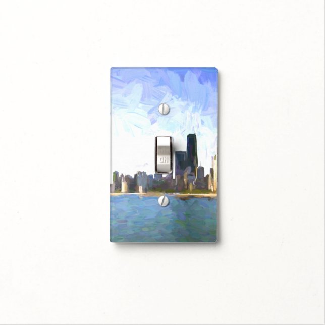 Painted Chicago Design Light Switch Cover (In Situ)