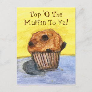 Painted Chocolate Chip Muffin Postcard
