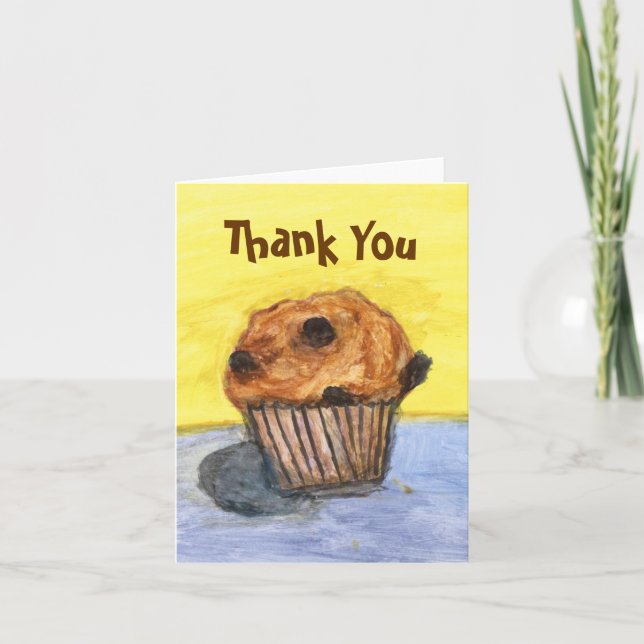 Painted Chocolate Chip Muffin Thank You Note Card (Front)