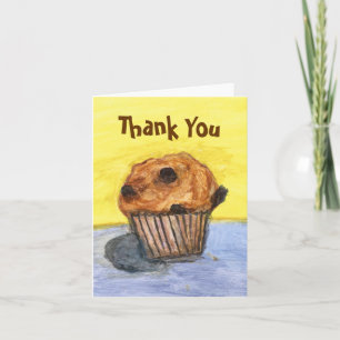 Painted Chocolate Chip Muffin Thank You Note Card