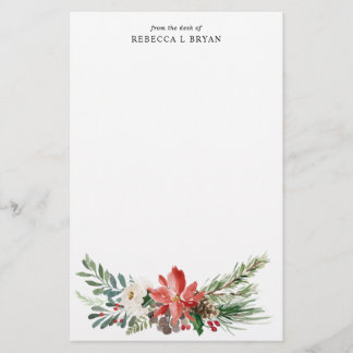 Painted Christmas Florals Holiday Garland Personal Stationery