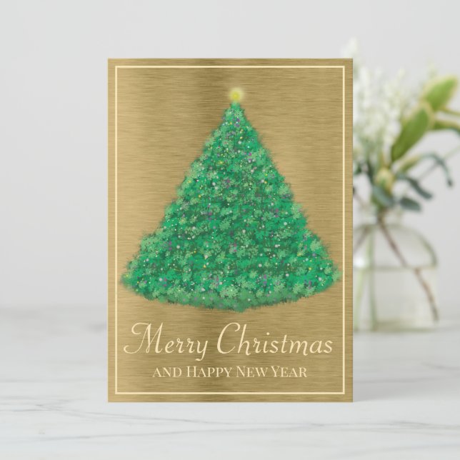 Painted Christmas Tree Holiday Card (Standing Front)