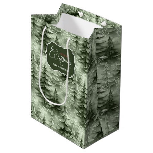 Painted Christmas Trees Green ID1008 Medium Gift Bag