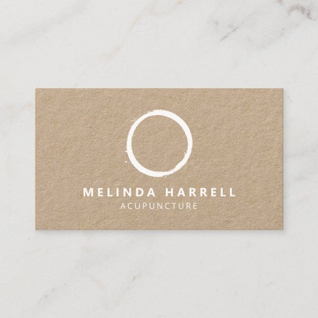 Painted Circle Acupuncture, Healer, Wellness Kraft Business Card (Front)