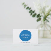 PAINTED CIRCLE LOGO in BLUE Business Card (Standing Front)