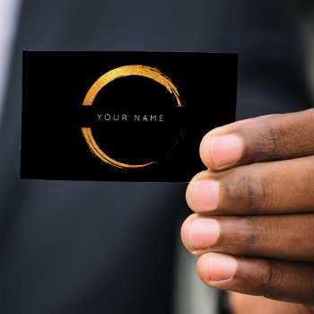 Painted Circles Golden Foil Black Vip Business Card by luxury_luxury at Zazzle