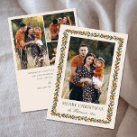 Painted Citrus Frame Christmas 4 Photo Collage Holiday Card<br><div class="desc">Send stylish, beautiful holiday greetings to your family and friends with this elegant Christmas photo card. It features a hand painted citrus frame, containing oranges, leaves, and pine sprigs. The back contains three more photo templates, as well as more text templates for further personalization. The background color, shown in off...</div>