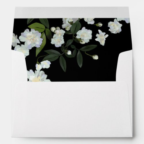 Painted Climbing Roses Black White Return Address Envelope