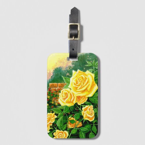 Painted Climbing Yellow Roses Luggage Tag