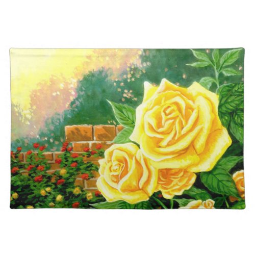 Painted Climbing Yellow Roses Placemat