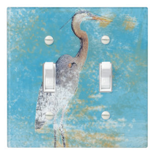 Painted Coastal Great Blue Heron Light Switch Cover