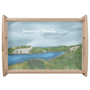 Painted Coastal Inlet Monogrammed Serving Tray