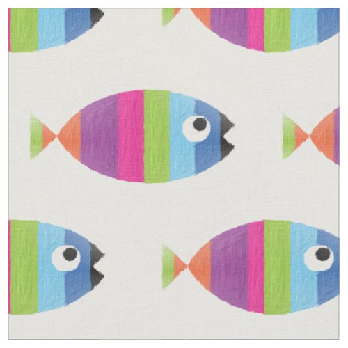 Painted Colorful Fish Striped Aquarium Ocean Life Fabric