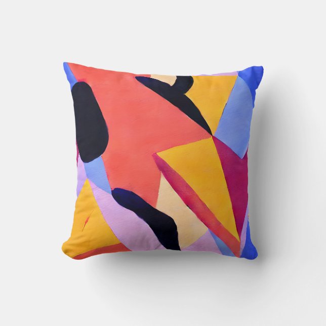 Painted Colorful Shapes - Abstract Art Throw Pillow (Front)