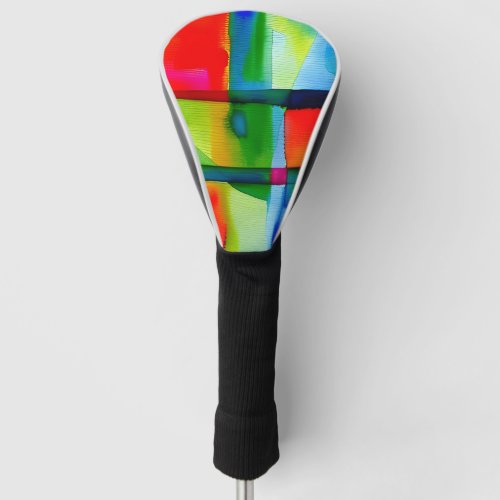 Painted Colorful Square Shapes Pattern Golf Head Cover