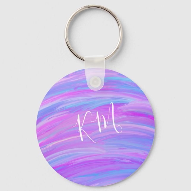 Painted Colors Personalized Button Keychain (Front)