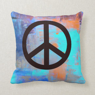 'Painted' colors with Peace Symbol Throw Pillow