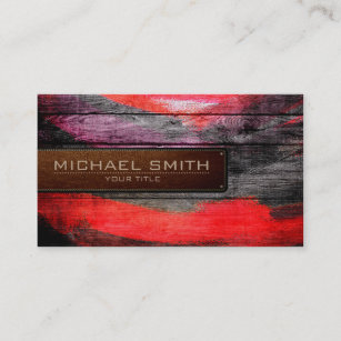 Painted Colors Wooden Elegant Leather Look #8 Business Card