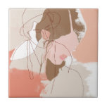 Painted Contour Female Portrait Ceramic Tile<br><div class="desc">Painted Contour Portraits I by June Erica Vess. | 142233GG</div>