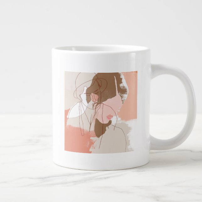 Painted Contour Female Portrait Giant Coffee Mug (Right)