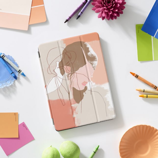Painted Contour Female Portrait iPad Pro Cover (Desk)