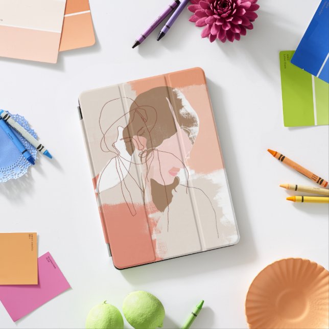 Painted Contour Female Portrait iPad Pro Cover (Desk)