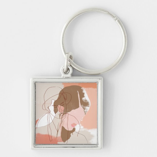 Painted Contour Female Portrait Keychain (Front)