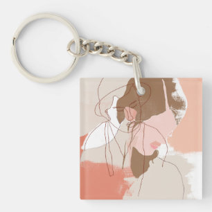 Painted Contour Female Portrait Keychain