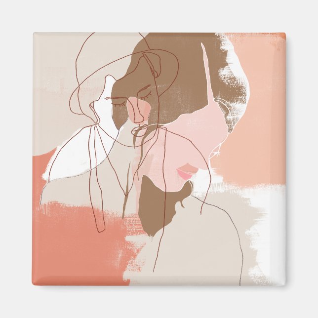 Painted Contour Female Portrait Magnet (Front)
