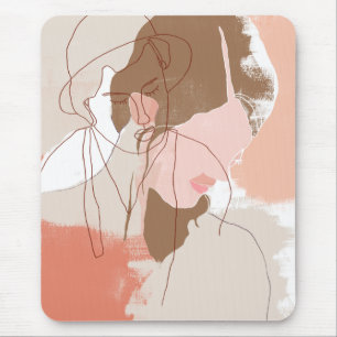 Painted Contour Female Portrait Mouse Pad
