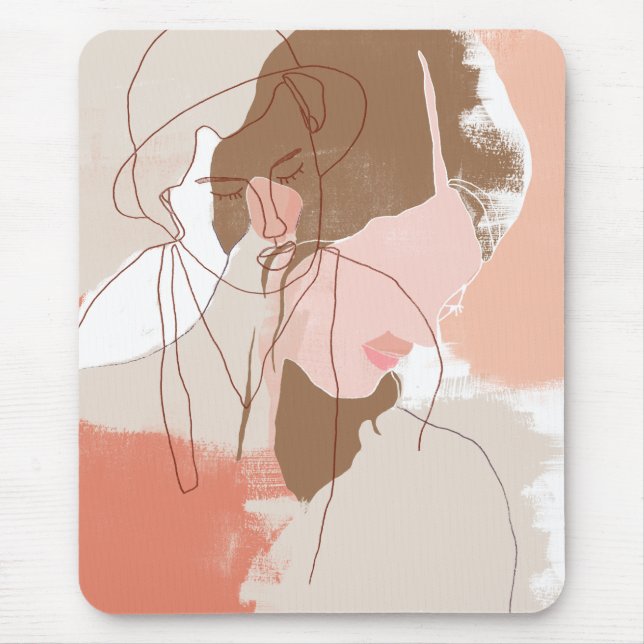 Painted Contour Female Portrait Mouse Pad (Front)