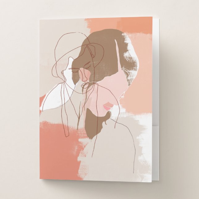 Painted Contour Female Portrait Pocket Folder (Front)