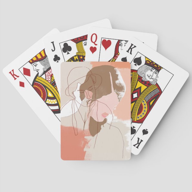 Painted Contour Female Portrait Poker Cards (Back)