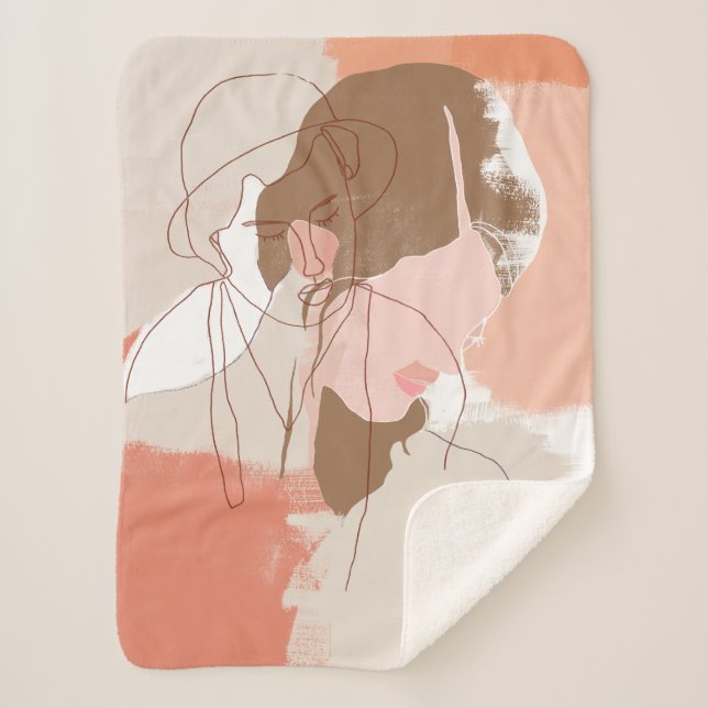 Painted Contour Female Portrait Sherpa Blanket (Front)