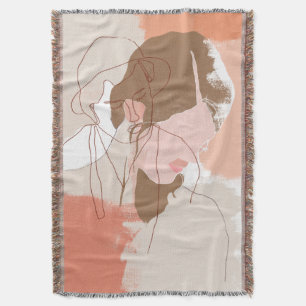 Painted Contour Female Portrait Throw Blanket
