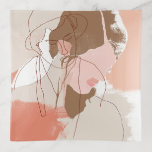 Painted Contour Female Portrait Trinket Tray