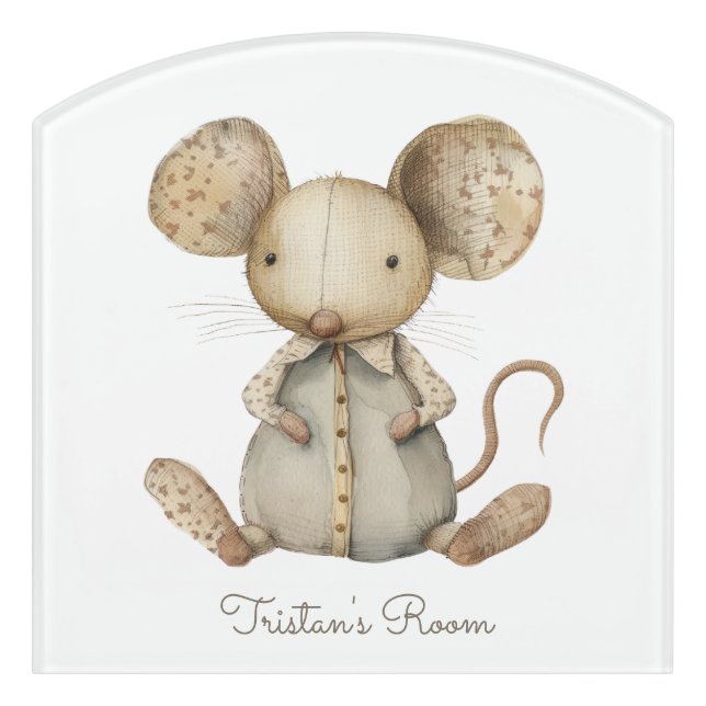 Painted Custom Baby Mouse Nursery Kid's Room  Door Sign (Contour Front)