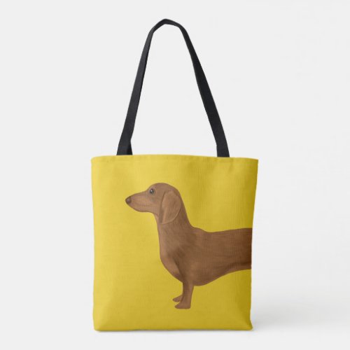 Painted Dachshund on Yellow Tote Bag