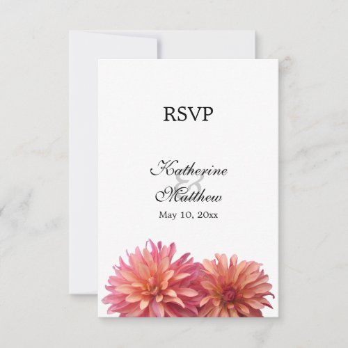 Painted Dahlia Flower in Pink and Coral RSVP Cards Invite