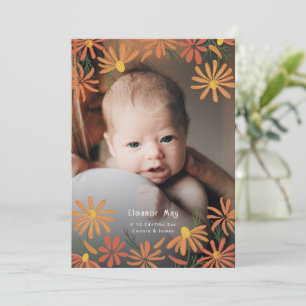 Painted Daisies Photo Birth Announcement