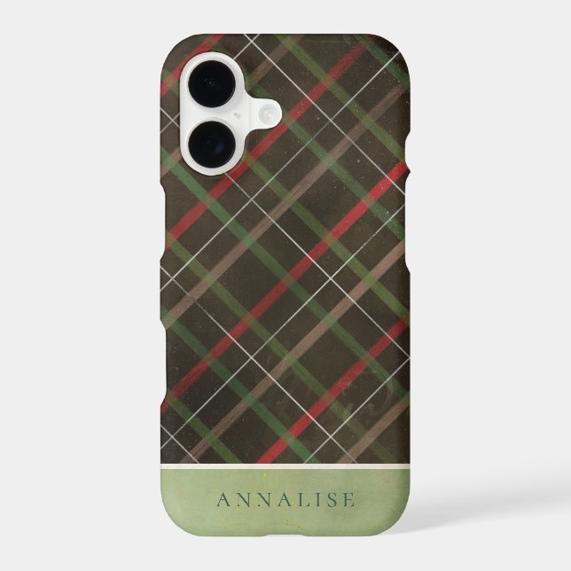 Painted Dark Winter Plaid Pattern Iphone Case (Back)