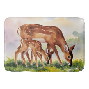 Painted Deer Mom and Baby Bath Mat