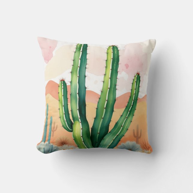 Painted Desert Blooms Throw Pillow (Front)