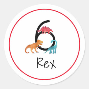 Painted Dino Birthday Party Classic Round Sticker