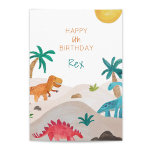 Painted Dinos Custom Birthday Card<br><div class="desc">Colorfully illustrated painted dinosaurs and botanical details designed by Shelby Allison.</div>