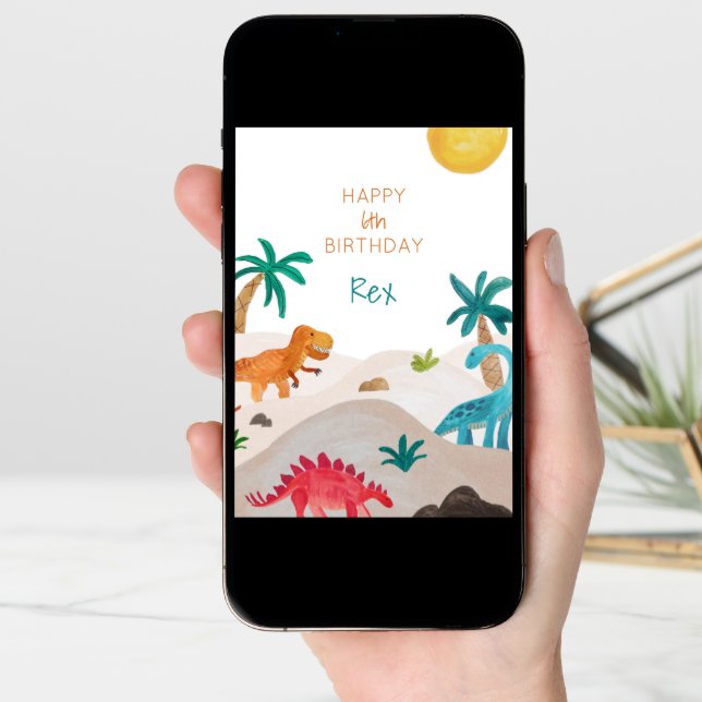 Painted Dinos Custom Birthday Card (Front Digital)