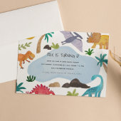 Painted Dinos Kids Birthday Party Invitation | Zazzle